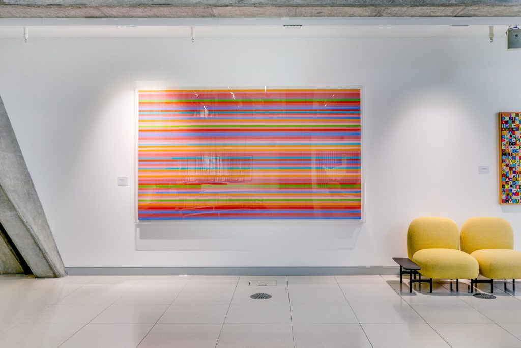 Bridget Riley’s Aria (Azure) brings optical art to the Yellow Building